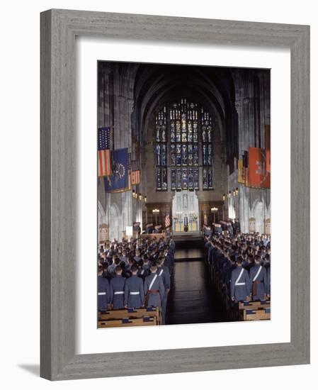 West Point Cadets Attending Service at Cadet Chapel-Dmitri Kessel-Framed Photographic Print