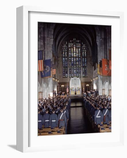 West Point Cadets Attending Service at Cadet Chapel-Dmitri Kessel-Framed Photographic Print