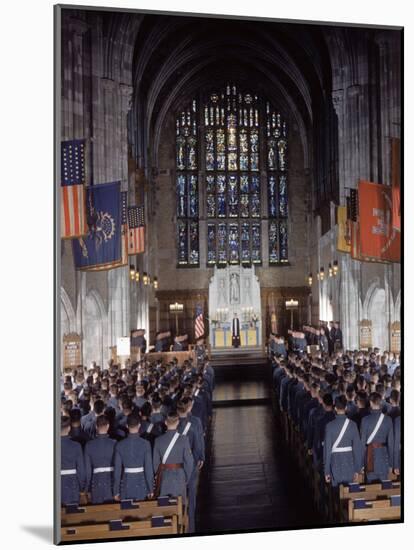 West Point Cadets Attending Service at Cadet Chapel-Dmitri Kessel-Mounted Photographic Print