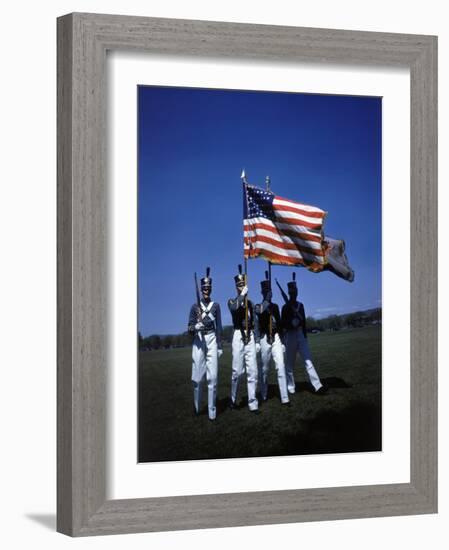 West Point Cadets Carrying US Flag-Dmitri Kessel-Framed Photographic Print