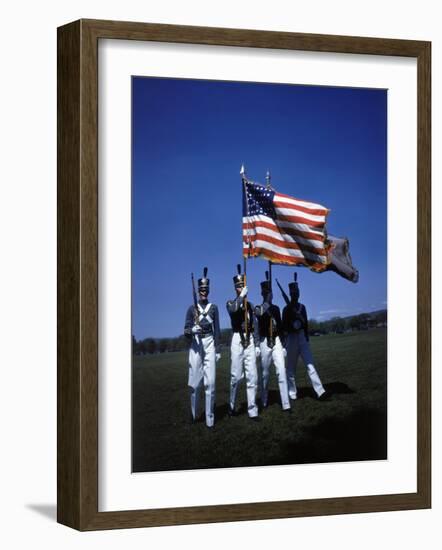 West Point Cadets Carrying US Flag-Dmitri Kessel-Framed Photographic Print