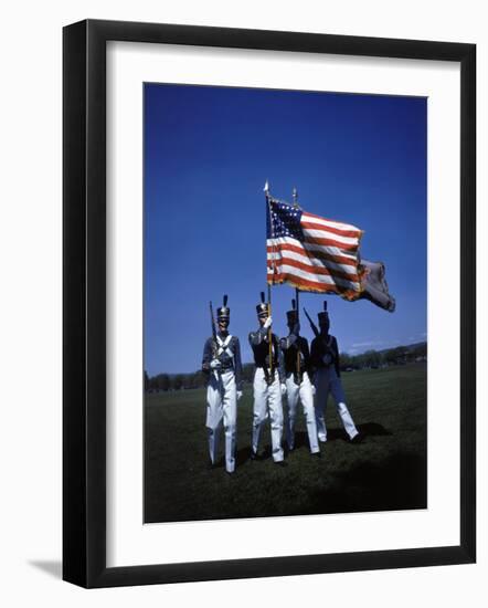 West Point Cadets Carrying US Flag-Dmitri Kessel-Framed Photographic Print