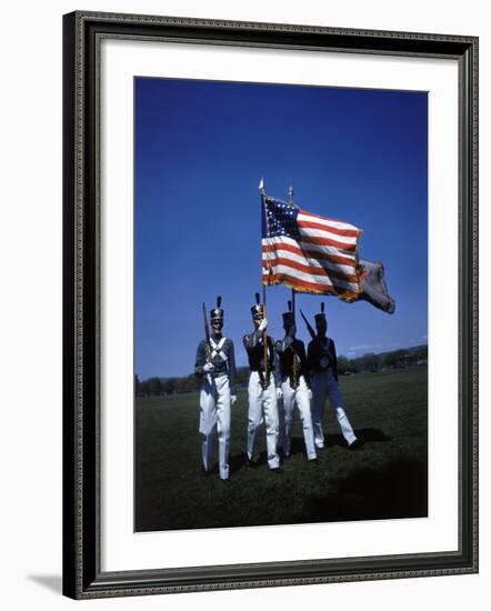 West Point Cadets Carrying US Flag-Dmitri Kessel-Framed Photographic Print