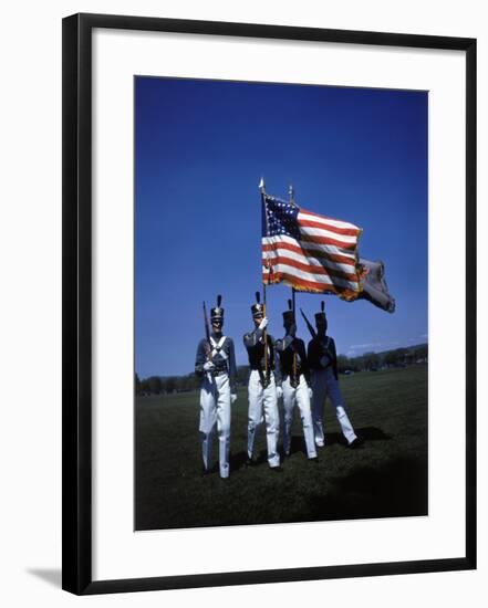 West Point Cadets Carrying US Flag-Dmitri Kessel-Framed Photographic Print