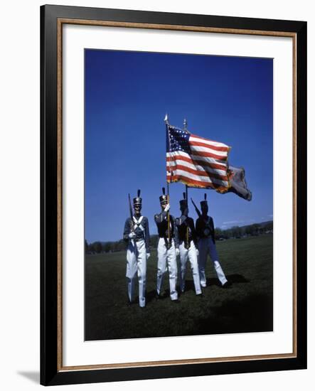 West Point Cadets Carrying US Flag-Dmitri Kessel-Framed Photographic Print