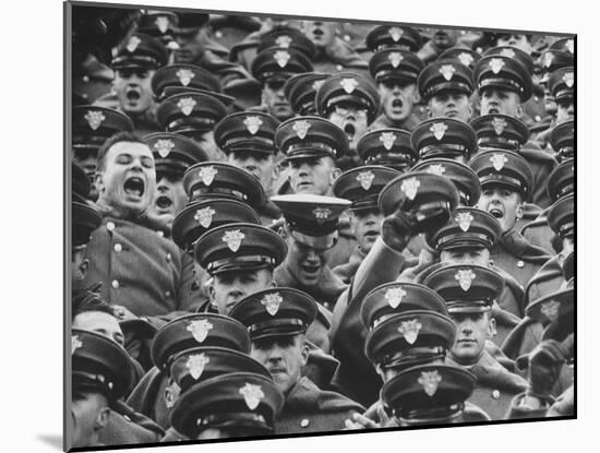 West Point Cadets Cheering During Army vs. Notre Dame Game-Francis Miller-Mounted Photographic Print