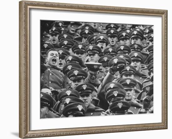 West Point Cadets Cheering During Army vs. Notre Dame Game-Francis Miller-Framed Photographic Print