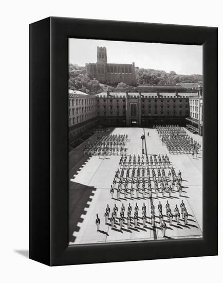 West Point Cadets Standing at Parade Rest in Courtyard of the West Point Military Academy-Alfred Eisenstaedt-Framed Premier Image Canvas