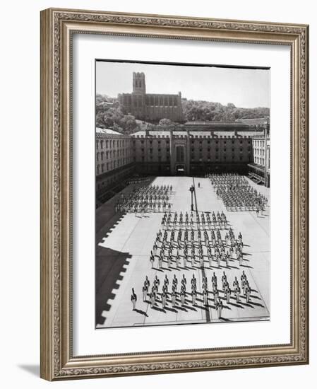 West Point Cadets Standing at Parade Rest in Courtyard of the West Point Military Academy-Alfred Eisenstaedt-Framed Photographic Print