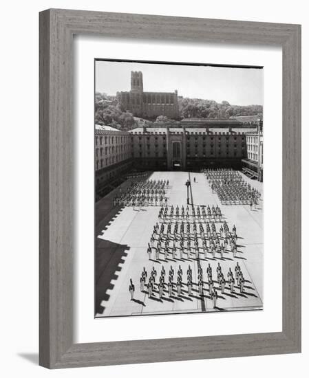 West Point Cadets Standing at Parade Rest in Courtyard of the West Point Military Academy-Alfred Eisenstaedt-Framed Photographic Print