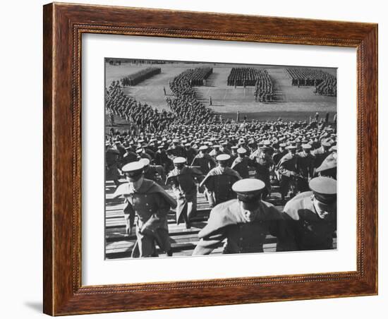 West Point Cadets Swarming into Bleachers for Army-Navy Game at Baltimore Stadium-Alfred Eisenstaedt-Framed Photographic Print