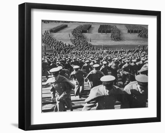 West Point Cadets Swarming into Bleachers for Army-Navy Game at Baltimore Stadium-Alfred Eisenstaedt-Framed Photographic Print