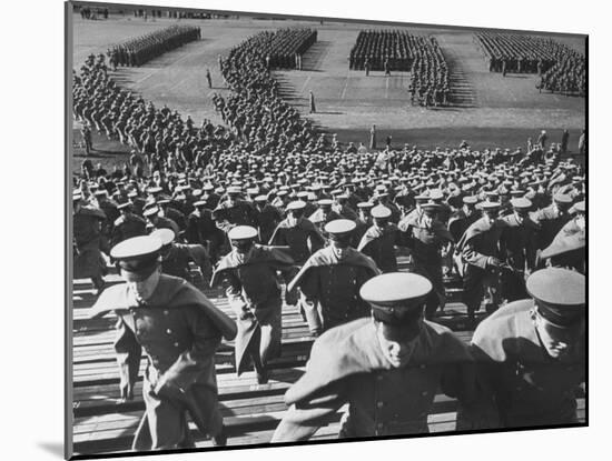 West Point Cadets Swarming into Bleachers for Army-Navy Game at Baltimore Stadium-Alfred Eisenstaedt-Mounted Photographic Print