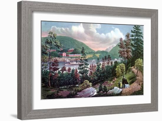 West Point, Us Military Academy, from the Opposite Shore, 1862-Currier & Ives-Framed Giclee Print