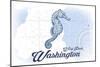 West Port, Washington - Seahorse - Blue - Coastal Icon-Lantern Press-Mounted Art Print