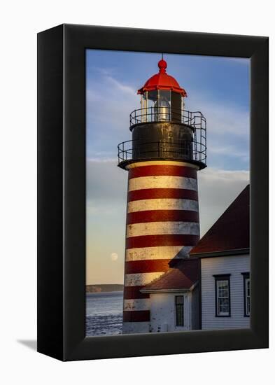 West Quoddy Head Lighthouse is easternmost point in USA near Lubec, Maine, USA-Chuck Haney-Framed Premier Image Canvas
