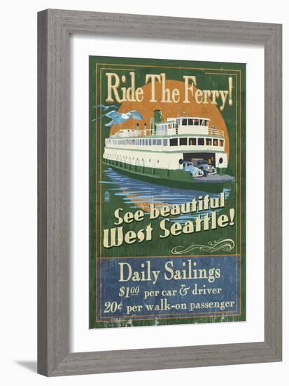 West Seattle Ferry-Lantern Press-Framed Art Print