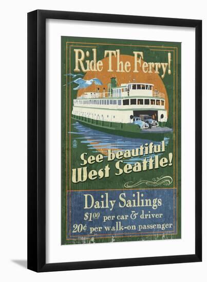 West Seattle Ferry-Lantern Press-Framed Art Print