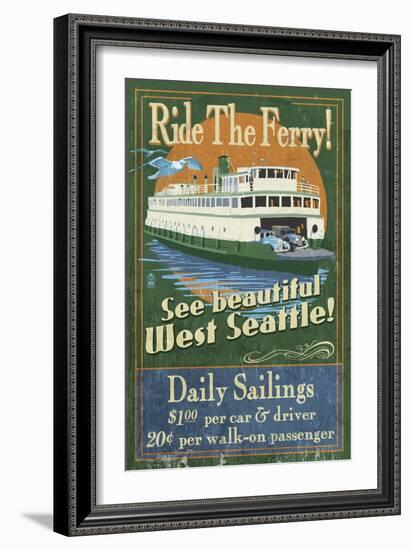 West Seattle Ferry-Lantern Press-Framed Art Print