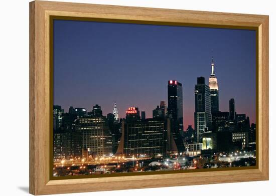 West-side Skyline at Night NYC-null-Framed Stretched Canvas