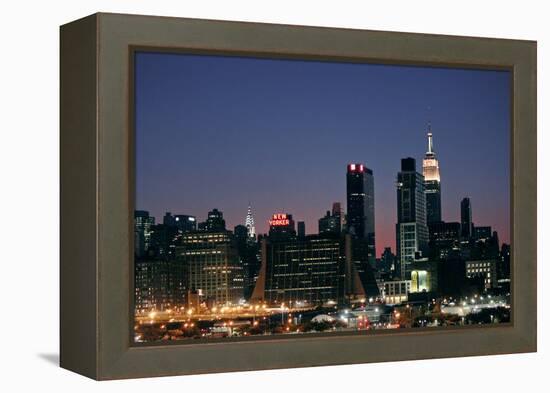 West-side Skyline at Night NYC-null-Framed Stretched Canvas