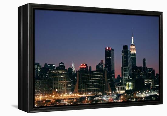 West-side Skyline at Night NYC-null-Framed Stretched Canvas