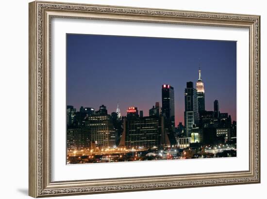 West-side Skyline at Night NYC-null-Framed Photo