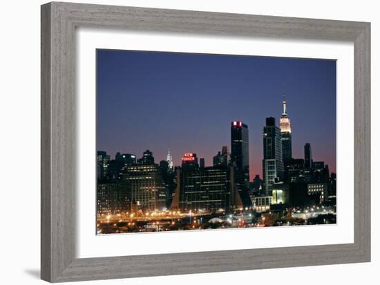 West-side Skyline at Night NYC-null-Framed Photo