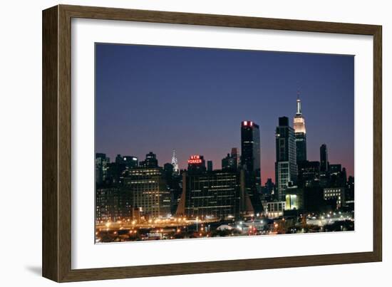 West-side Skyline at Night NYC-null-Framed Photo