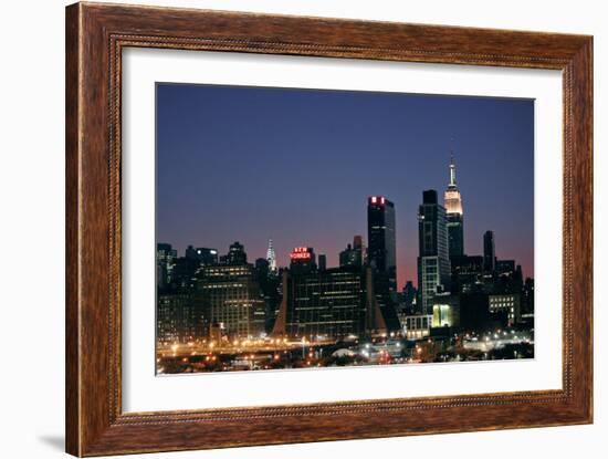 West-side Skyline at Night NYC-null-Framed Photo