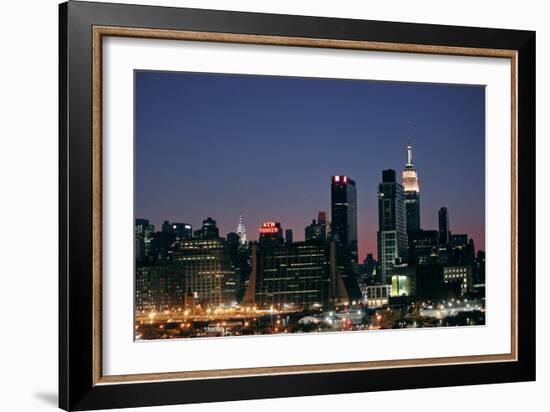 West-side Skyline at Night NYC-null-Framed Photo