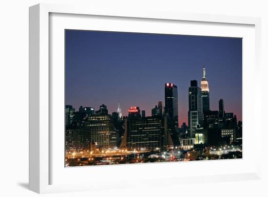 West-side Skyline at Night NYC-null-Framed Photo