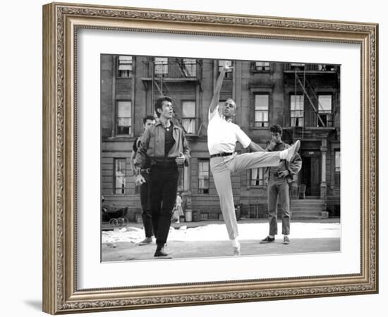 West Side Story, George Chakiris Gets Some Dancing Moves from Co-Director, Jerome Robbins, 1961-null-Framed Photo