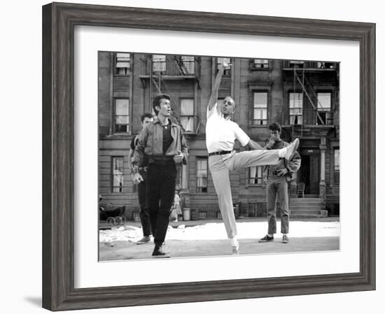 West Side Story, George Chakiris Gets Some Dancing Moves from Co-Director, Jerome Robbins, 1961-null-Framed Photo