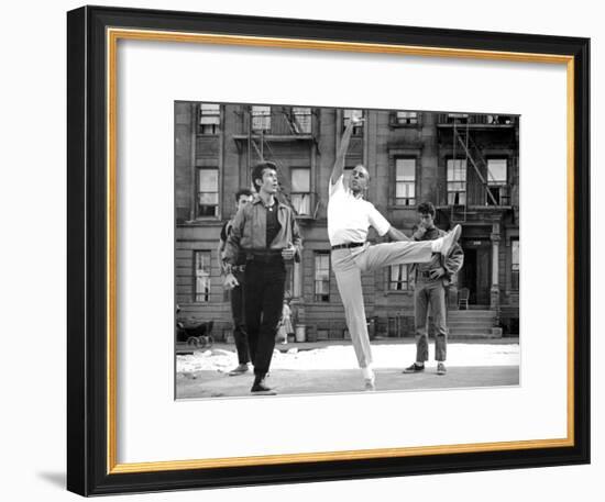 West Side Story, George Chakiris Gets Some Dancing Moves from Co-Director, Jerome Robbins, 1961-null-Framed Photo