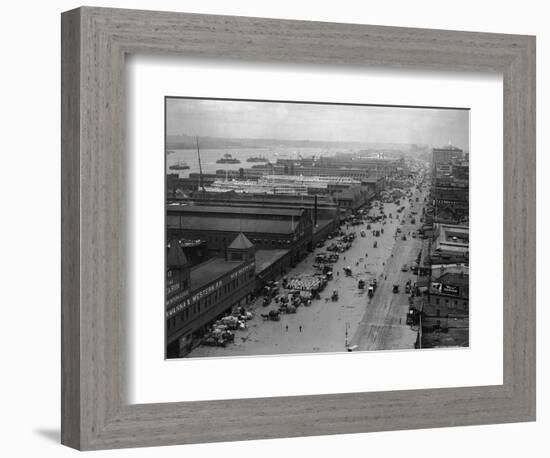 West Street with Piers and Warehouses, New York-null-Framed Photographic Print