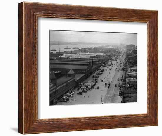 West Street with Piers and Warehouses, New York-null-Framed Photographic Print