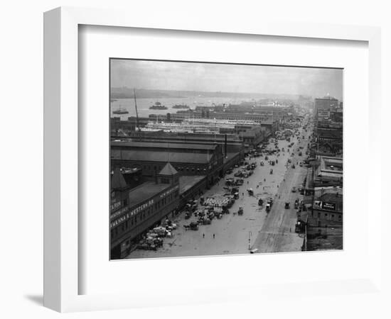West Street with Piers and Warehouses, New York-null-Framed Photographic Print