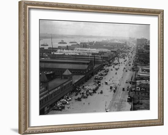 West Street with Piers and Warehouses, New York-null-Framed Photographic Print