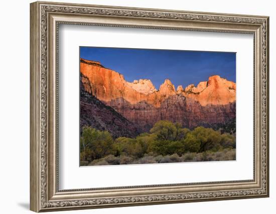 West Temple, Altar of Sacrifice, and Sundial at Sunrise, Zion NP, Utah-Howie Garber-Framed Photographic Print