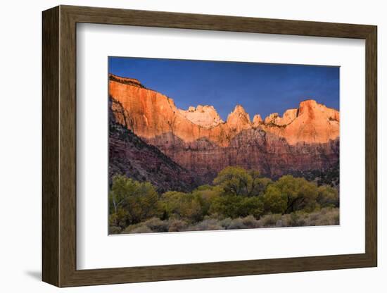 West Temple, Altar of Sacrifice, and Sundial at Sunrise, Zion NP, Utah-Howie Garber-Framed Photographic Print