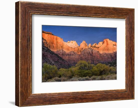 West Temple, Altar of Sacrifice, and Sundial at Sunrise, Zion NP, Utah-Howie Garber-Framed Photographic Print