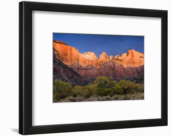 West Temple, Altar of Sacrifice, and Sundial at Sunrise, Zion NP, Utah-Howie Garber-Framed Photographic Print