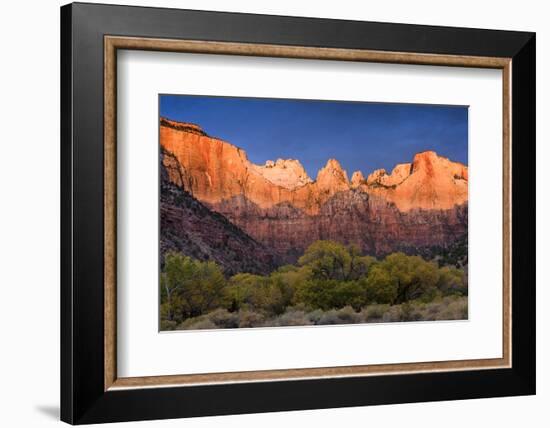 West Temple, Altar of Sacrifice, and Sundial at Sunrise, Zion NP, Utah-Howie Garber-Framed Photographic Print