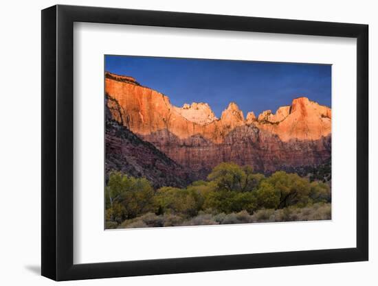 West Temple, Altar of Sacrifice, and Sundial at Sunrise, Zion NP, Utah-Howie Garber-Framed Photographic Print