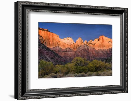 West Temple, Altar of Sacrifice, and Sundial at Sunrise, Zion NP, Utah-Howie Garber-Framed Photographic Print