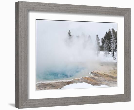 West Thumb Geyser Basin Winter Landscape with Geothermal Spring, Yellowstone National Park, UNESCO -Kimberly Walker-Framed Photographic Print