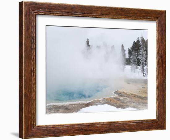 West Thumb Geyser Basin Winter Landscape with Geothermal Spring, Yellowstone National Park, UNESCO -Kimberly Walker-Framed Photographic Print