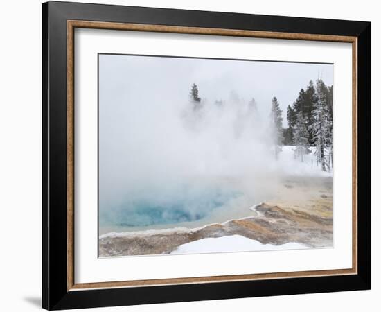 West Thumb Geyser Basin Winter Landscape with Geothermal Spring, Yellowstone National Park, UNESCO -Kimberly Walker-Framed Photographic Print