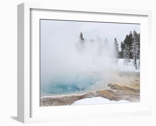 West Thumb Geyser Basin Winter Landscape with Geothermal Spring, Yellowstone National Park, UNESCO -Kimberly Walker-Framed Photographic Print